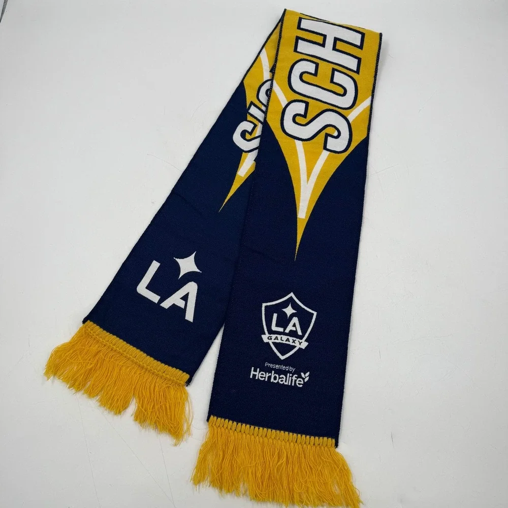 LA Galaxy Soccer Scarf Navy Blue Yellow‎ Fringe Presented by Herbalife
